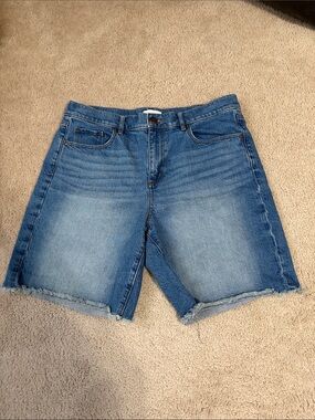 LOFT Bermuda Jean Shorts with Frayed Hem